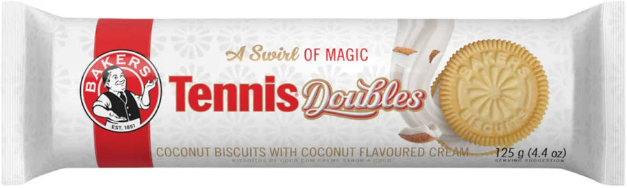 Bakers Tennis Doubles - Coconut Biscuits with Cream, 125g