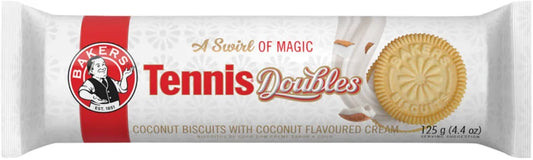 Bakers Tennis Doubles - Coconut Biscuits with Cream, 125g