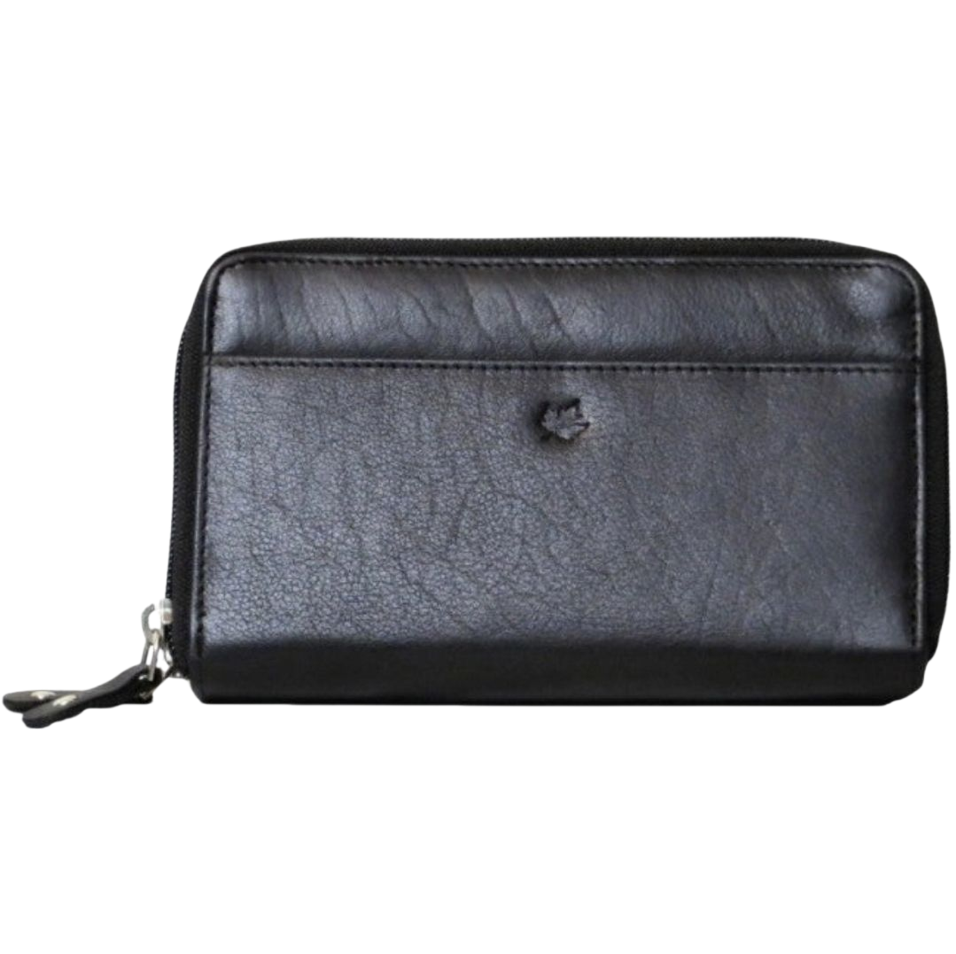 Genuine Leather Zip-Around Ladies Large RFID Wallet