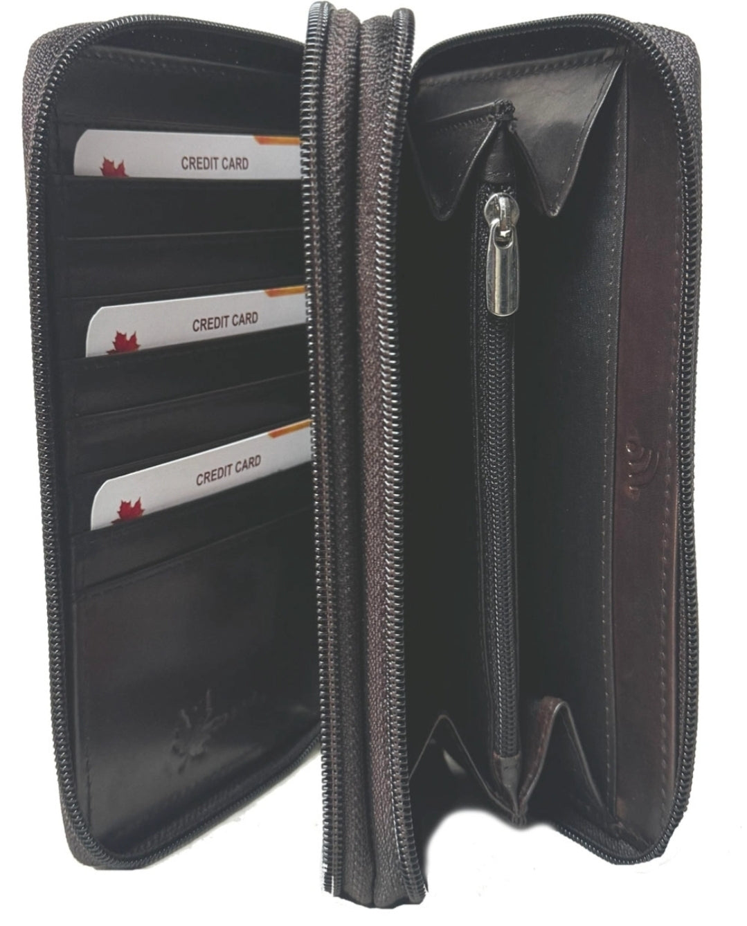 Genuine Leather Zip-Around Ladies Large RFID Wallet