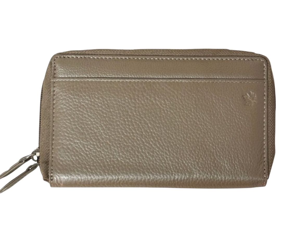 Genuine Leather Zip-Around Ladies Large RFID Wallet