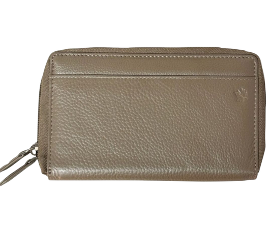 Genuine Leather Zip-Around Ladies Large RFID Wallet