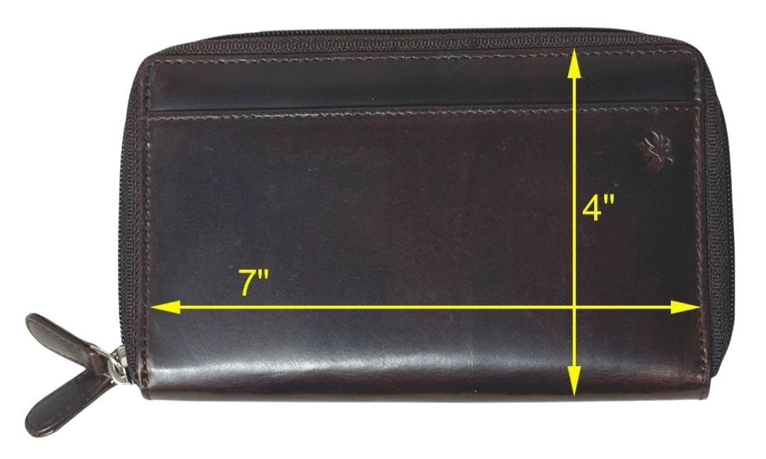 Genuine Leather Zip-Around Ladies Large RFID Wallet