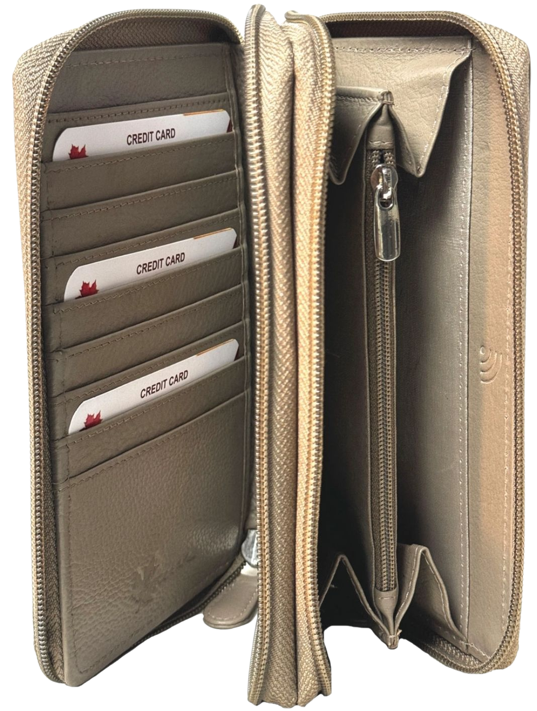 Genuine Leather Zip-Around Ladies Large RFID Wallet